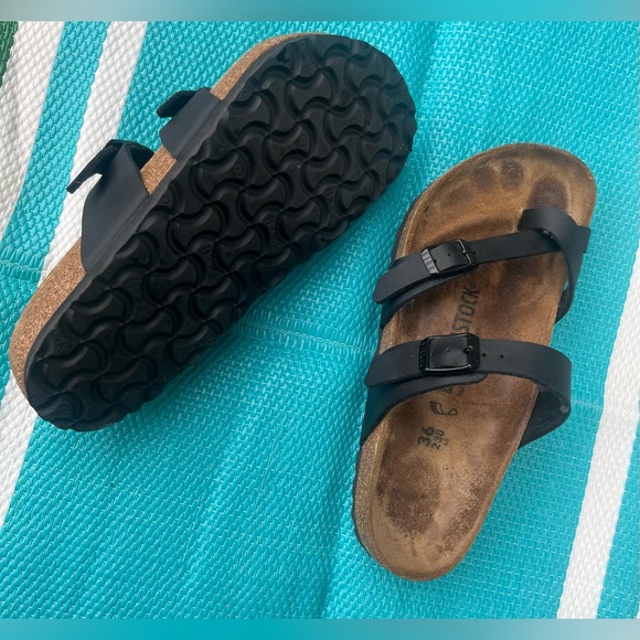 ✨🥳Birkenstock Mayari Birko-Flor Black Adjustable Straps and Cork Footbed Sandals - Picture 8 of 11